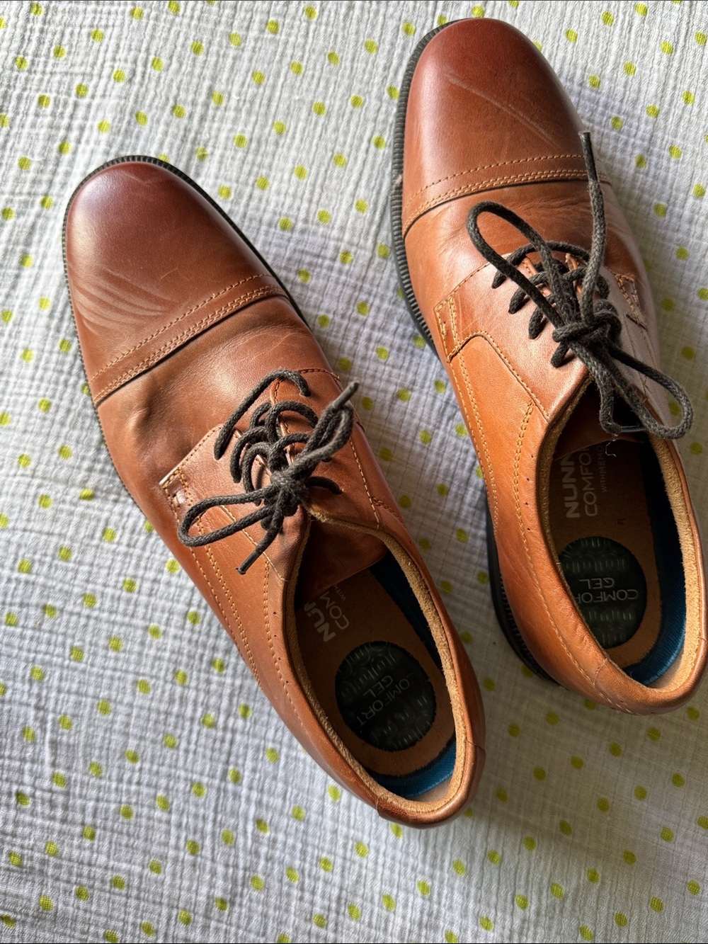 Nunn Bush Tan Brown Leather Cap-Toe Oxfords